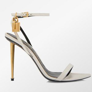 TOM FORD PADLOCK POINTY NAKED SANDAL, SIZE 36, CHALK *BRAND-NEW, UNUSED*